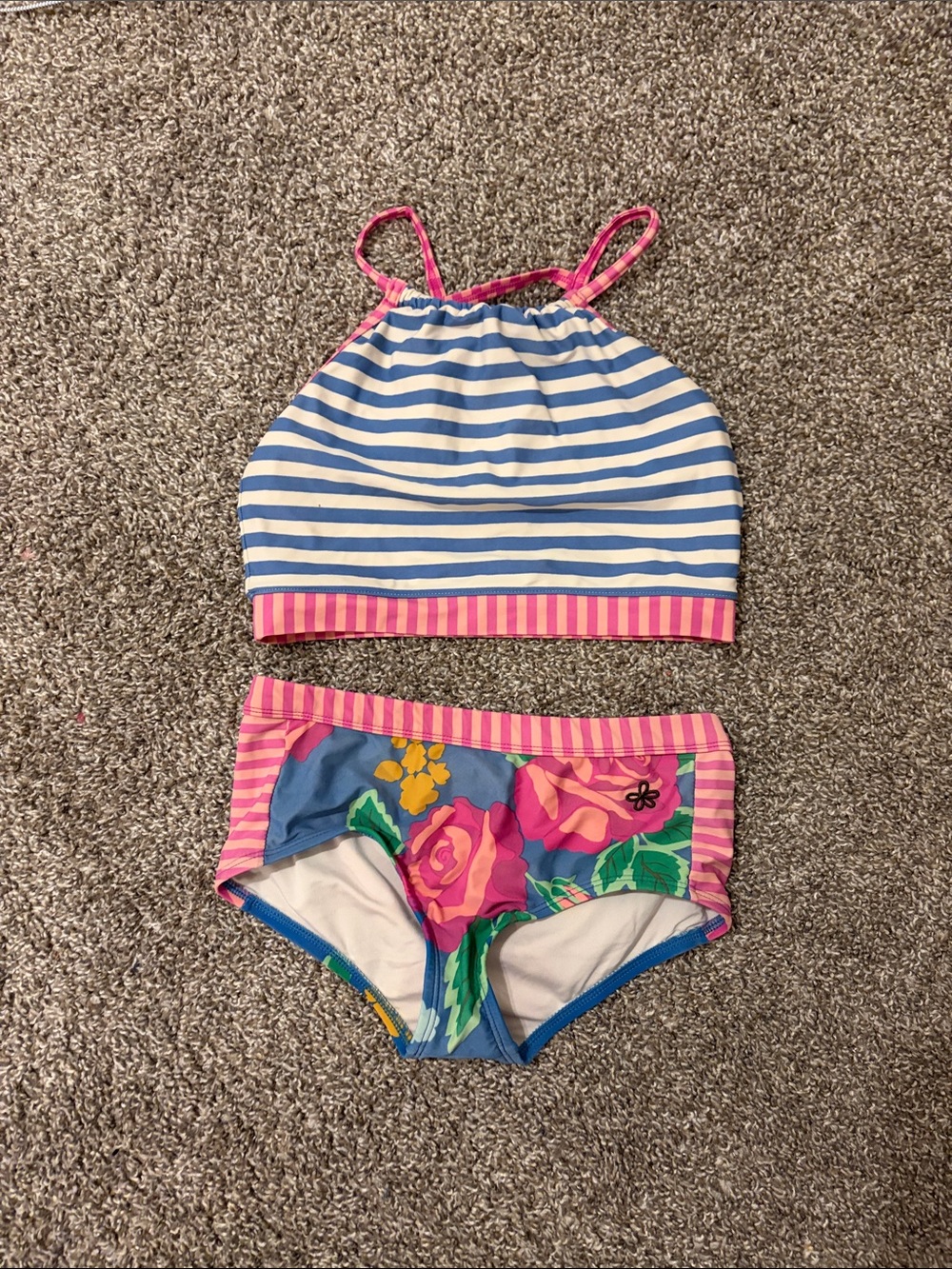 Matilda Jane Blue & Pink Striped Floral Two-Piece Swim Set